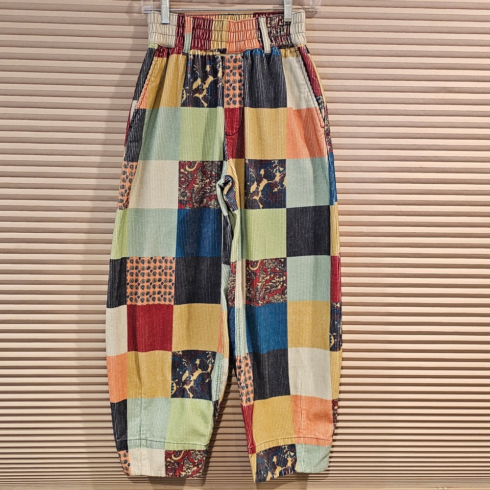 BDG Urban Outfitters Patchwork Corduroy Barrel Leg Pants Multi Color Tapered XS